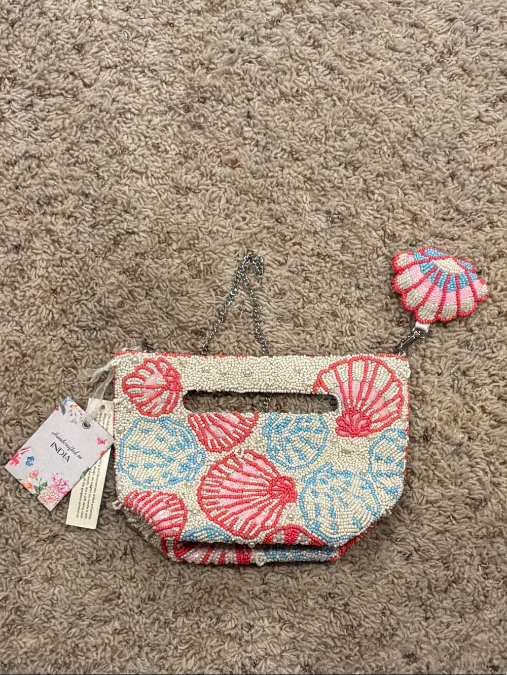 Seashell Beaded Bag With Charm